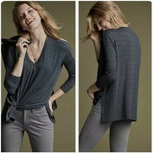 Cabi Hybrid Stripe Contrast Long Sleeve Tee - Size M